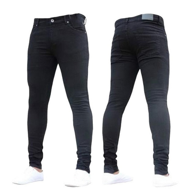 Mens Ripped Jeans for men Casual Black Blue Skinny slim Fit Denim Pants Biker Hip Hop Jeans with sexy Holel Denim Pants