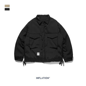 INFLATION 2019 Turn Down Collar Down Jacket Men Streetwear Loose 70% Down Winter Jacket Men Hip Hop Stitching Men Outwear 9750W