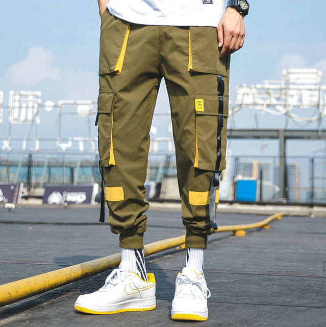 2019 Hip Hop Boy Multi-pocket Elastic Waist Design Harem Pant Men Streetwear Punk Casual Trousers Jogger Male Dancing Black Pant