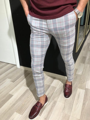 Fashion Mens Slim Fit Trousers Check Casual Pants Joggers Tartan Jogging Skinny Bottoms New Plus Size
