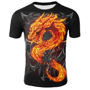 Mens T Shirt Summer Casual O-Neck Short Sleeve Tops Tees Cool Dragons Print T-shirt Streetwear Funny Male Clothing