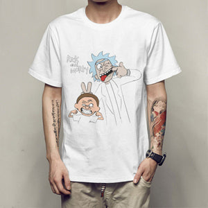 New Men's T-shirt crewneck loose rick and morty printed  T shirt casual mens tshirt tops free shiping