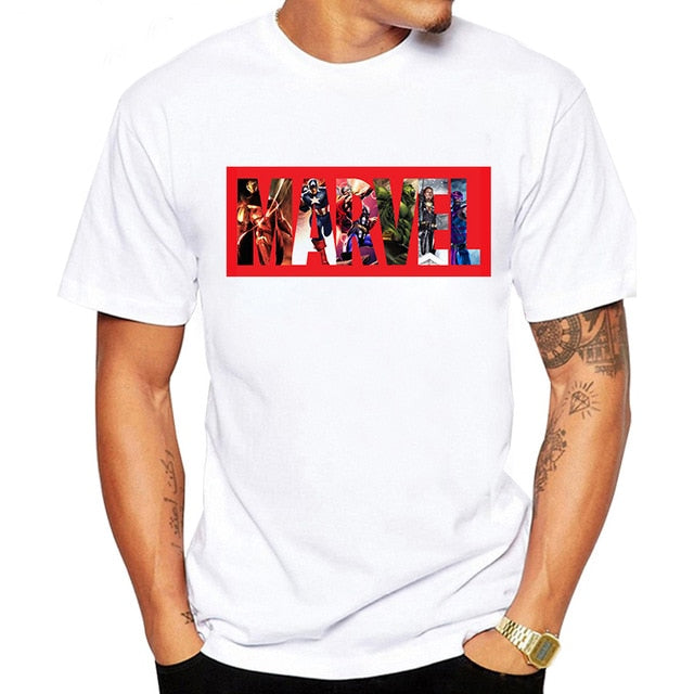 LUSLOS 2019 Men's Casual Marvel Printed T Shirt Fashion Streetwear O-Neck Male Tshirt Man T-shirt Tee Top camiseta masculina