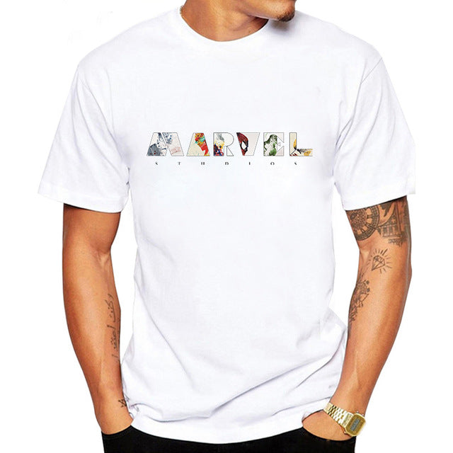 LUSLOS 2019 Men's Casual Marvel Printed T Shirt Fashion Streetwear O-Neck Male Tshirt Man T-shirt Tee Top camiseta masculina