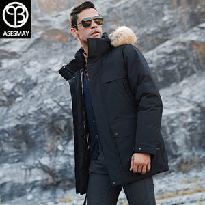 New arrival men winter coat down jacket warm parkas fur hooded long white duck down male brand coats tracksuits snow outerwear