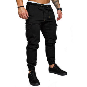 Casual Joggers Pants Solid Color Men Cotton Elastic Long Trousers Pantalon Homme Military Cargo Pants Leggings Fashion New 2019