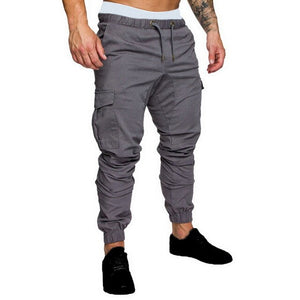 Casual Joggers Pants Solid Color Men Cotton Elastic Long Trousers Pantalon Homme Military Cargo Pants Leggings Fashion New 2019