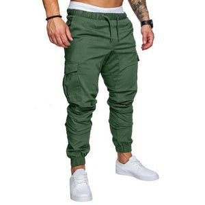 Casual Joggers Pants Solid Color Men Cotton Elastic Long Trousers Pantalon Homme Military Cargo Pants Leggings Fashion New 2019