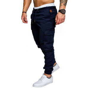 Casual Joggers Pants Solid Color Men Cotton Elastic Long Trousers Pantalon Homme Military Cargo Pants Leggings Fashion New 2019