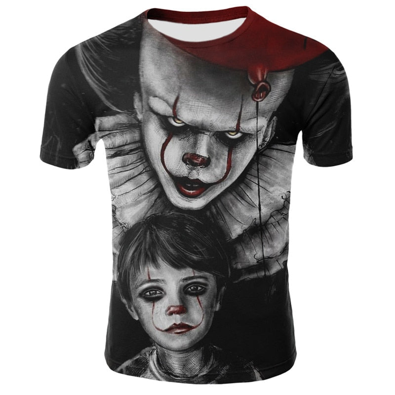 Horror Movie It Penny Wise Clown Joker 3D Print Tshirt Men/Women Hip Hop Streetwear Tee T shirt 90s Boys Cool Clothes Man Tops