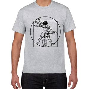 Da Vinci guitar funny T-Shirt men Vitruvian Man rock band Vintage Graphic Music Novelty streetwear t shirt men homme men clothes