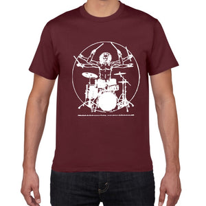 Da Vinci guitar funny T-Shirt men Vitruvian Man rock band Vintage Graphic Music Novelty streetwear t shirt men homme men clothes