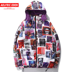 Aelfric Eden 2018 winter men's street jacket coat Parkas hip hop hat detachable warm cotton Harajuku clothing Windbreaker UR58