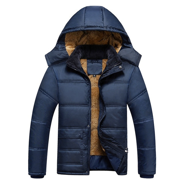 2019 New Brand Clothing Men's Casual Parkas Long Style Loose Fit Hooded Jacker Parkas For Older Fleece Winter Jacket Men Padded