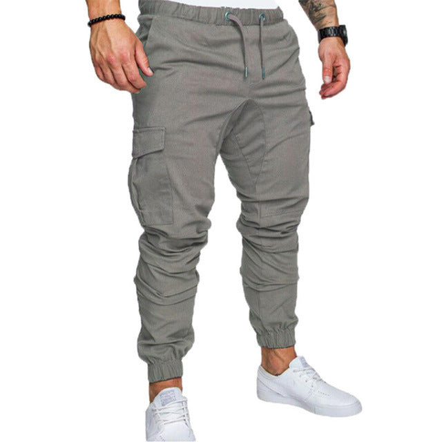 Autumn Men Pants Hip Hop Harem Joggers Pants 2019 New Male Trousers Mens Solid Multi-pocket Cargo Pants Skinny Fit Sweatpants
